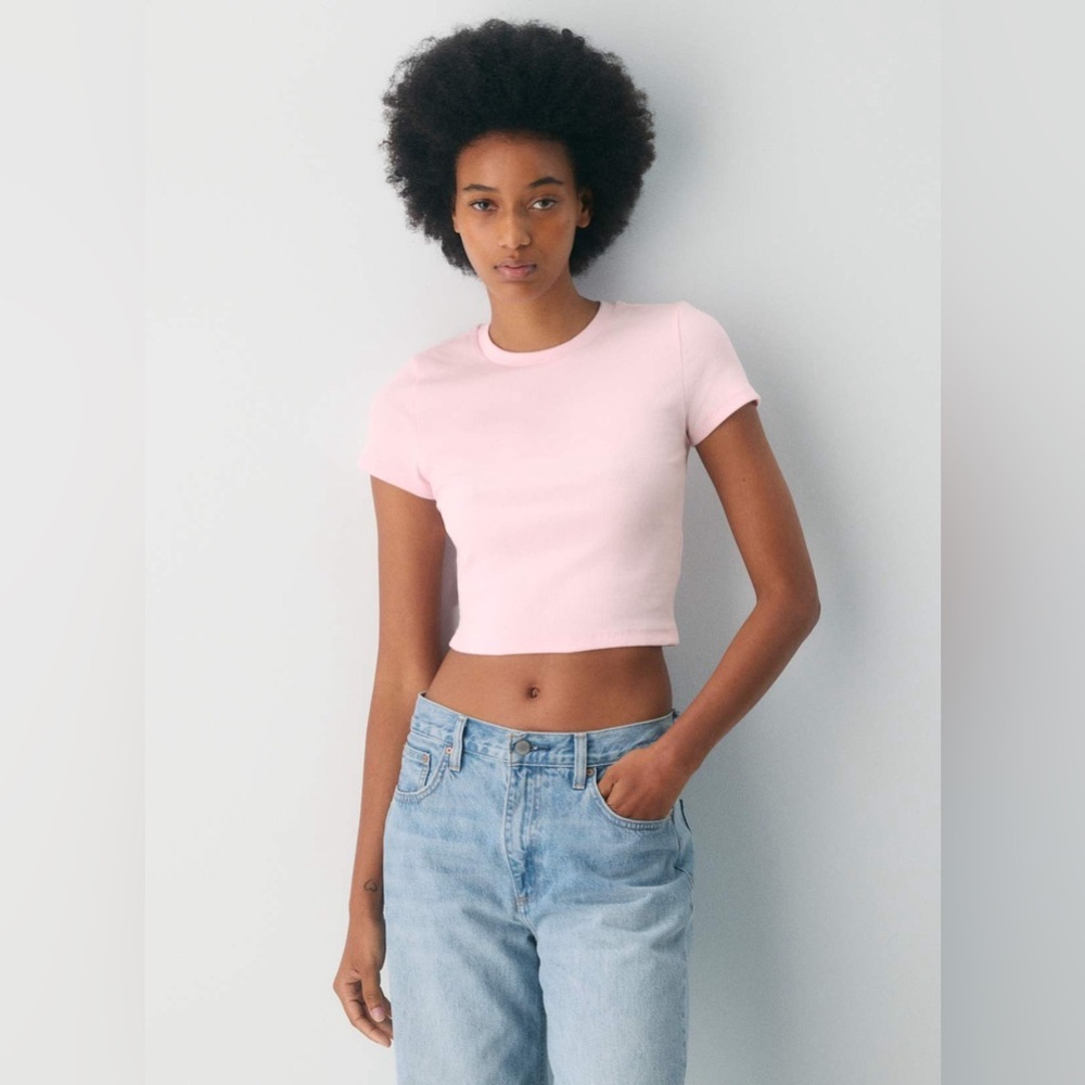 Aritzia homestretch ribbed  Soft Pink Short Sleeve